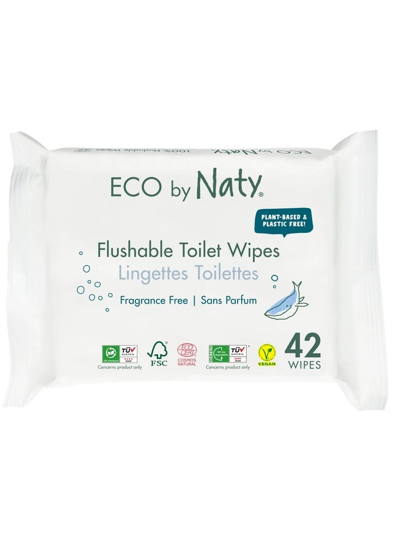 إيكو من ناتي مناديل مبللة للمرحاض قابلة للرمي في المرحاض بدون رائحة، 42 منديل - Image 1